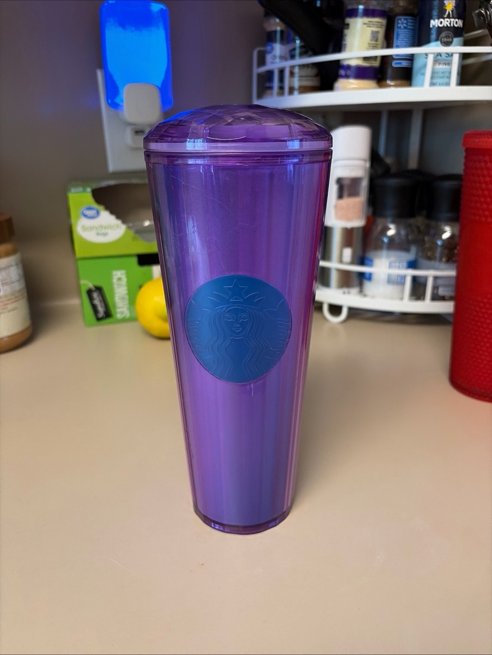Starbucks Purple Tumbler with Blue Siren Logo NO STRAW